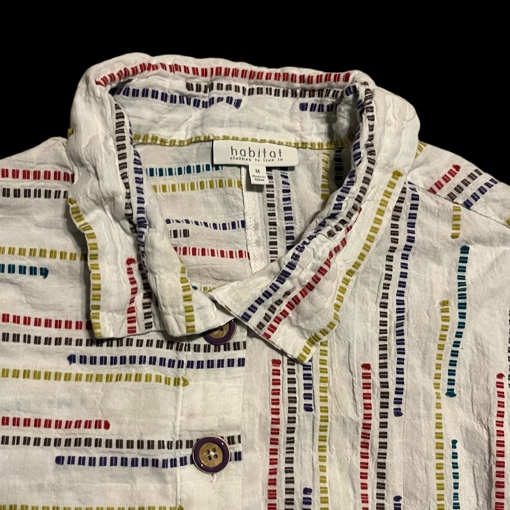 Habitat Cotton Striped Multicolor woven‎ Women's Button Down Shirt medium - Picture 5 of 7
